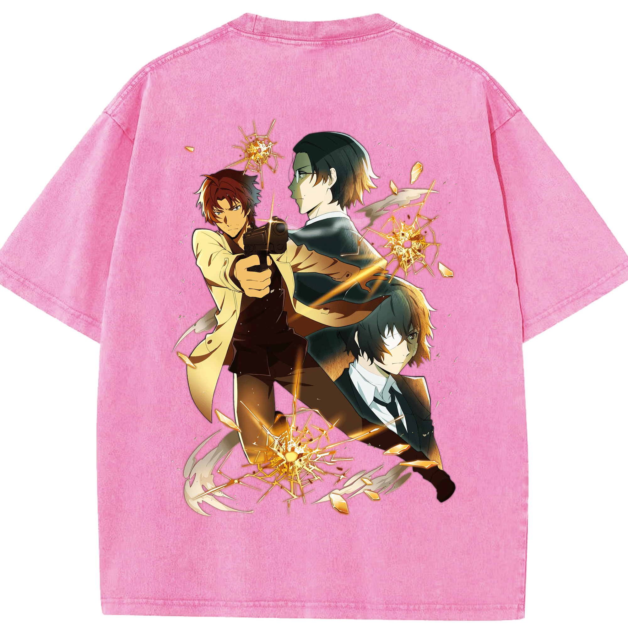 （画像用） 文豪ストレイドッグス Bungo Stray Dogs 綿100% ヴィンテージ風 半袖Tシャツ（背面プリント）